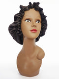 Elastic Ruffle Bonnet - black