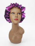 Elastic Ruffle Bonnet (Two Toned) - purple