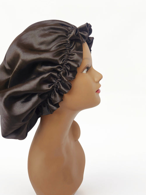 Elastic Ruffle Bonnet - black