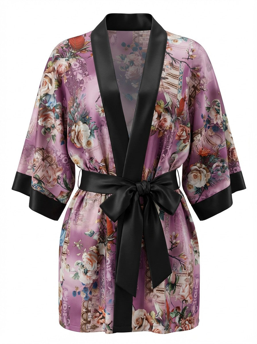 Satin Robe - Twilight Rose