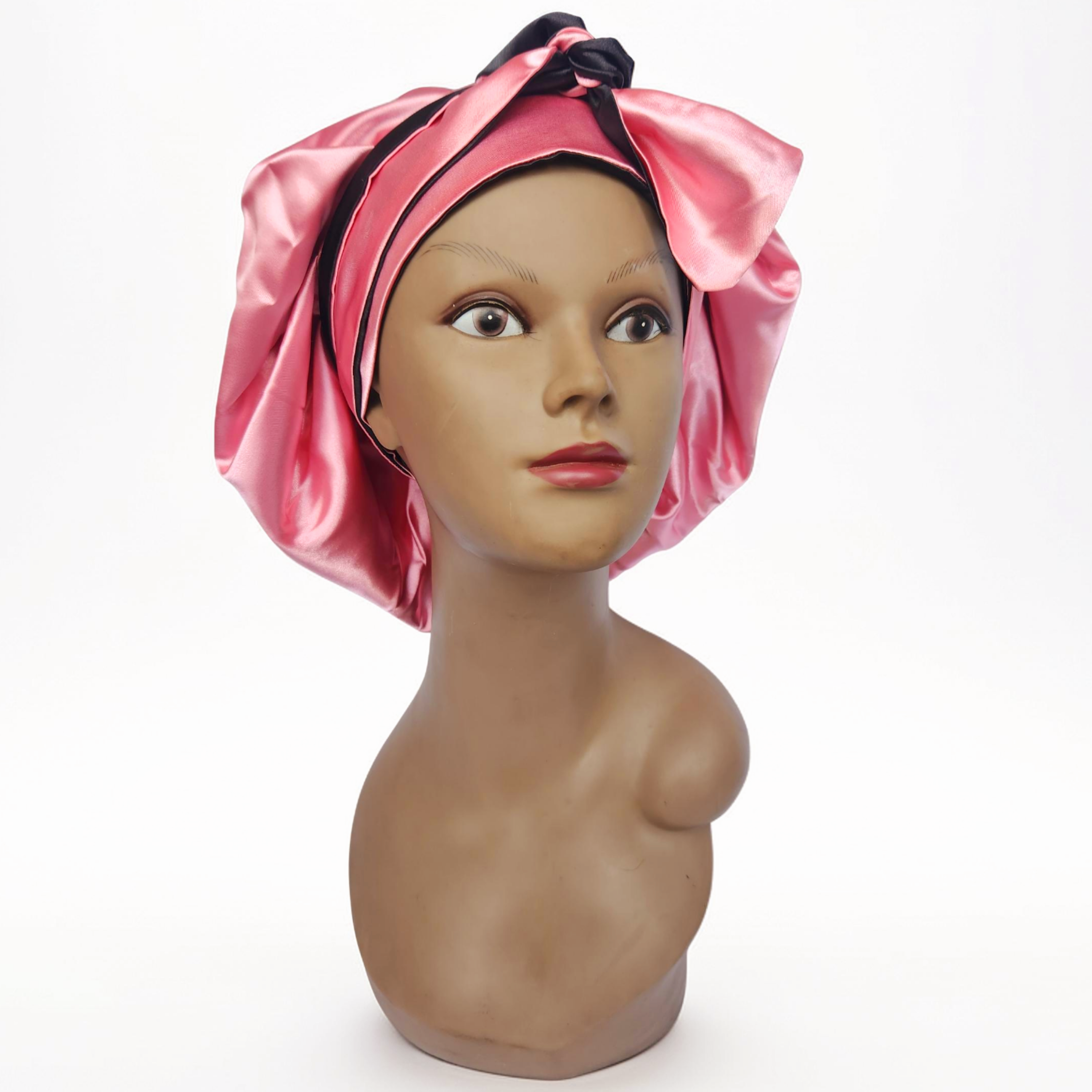 Wrap Bonnet (Two Toned)-black/pink