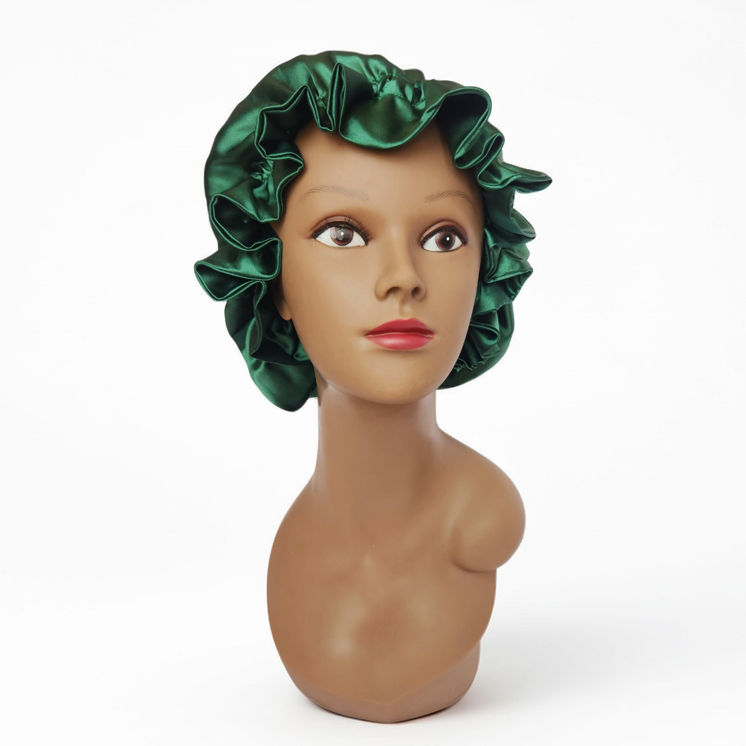 Elastic Ruffle Bonnet - green