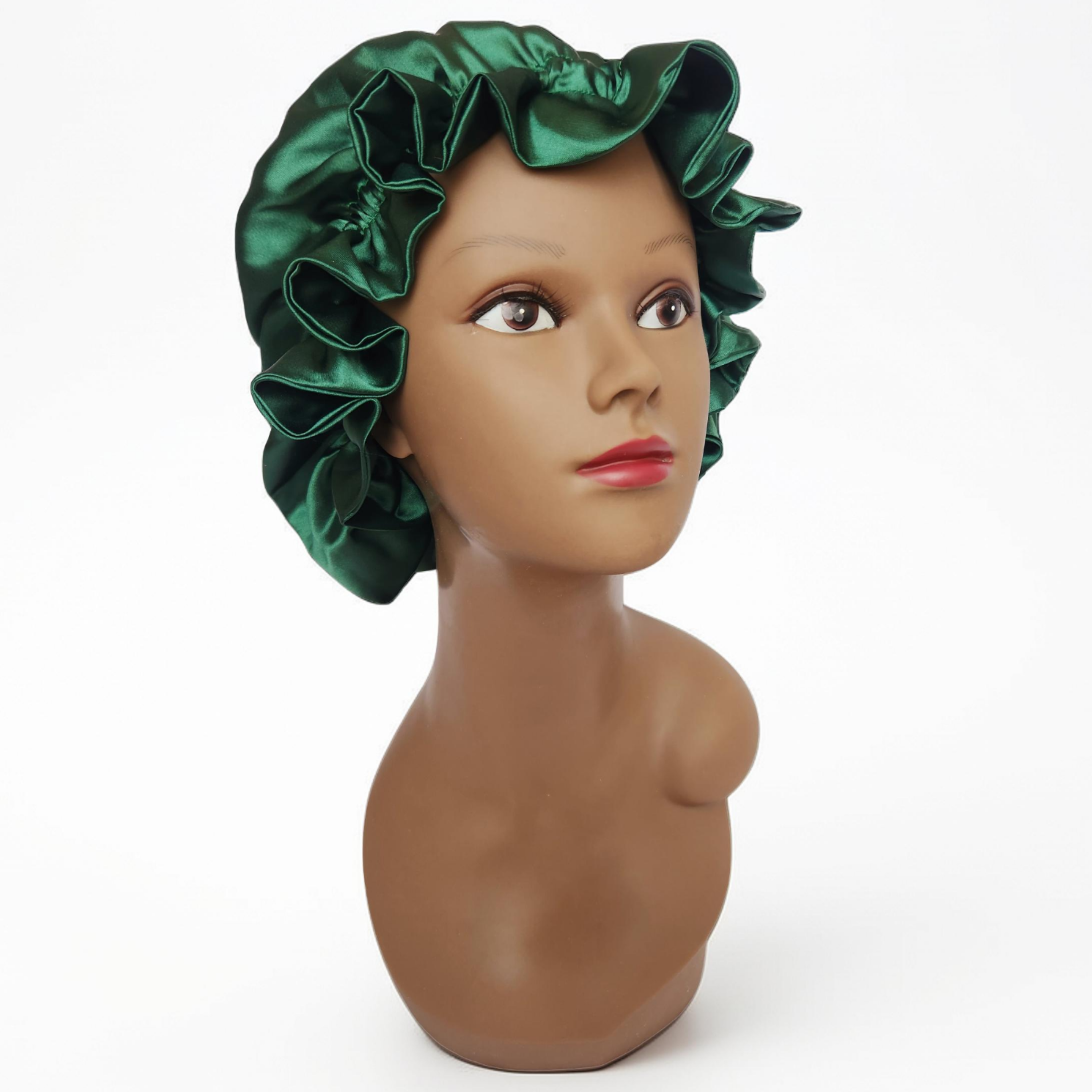 Elastic Ruffle Bonnet - green