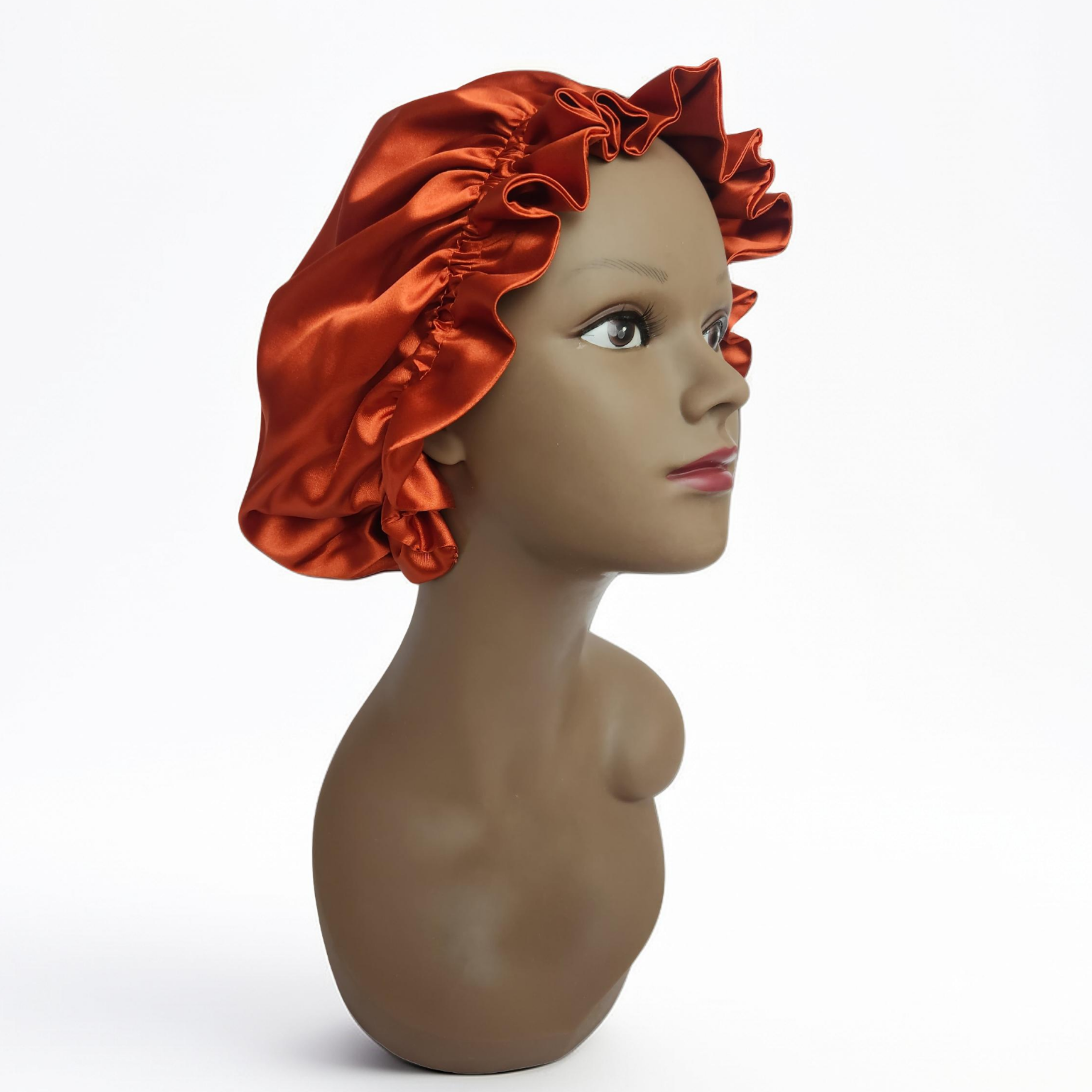 Elastic Ruffle Bonnet - burnt sienna