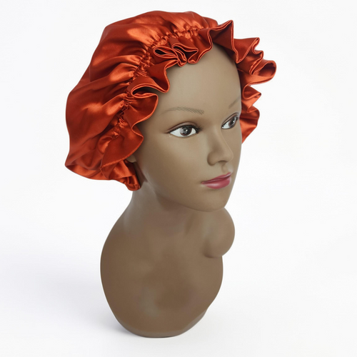 Elastic Ruffle Bonnet - burnt sienna