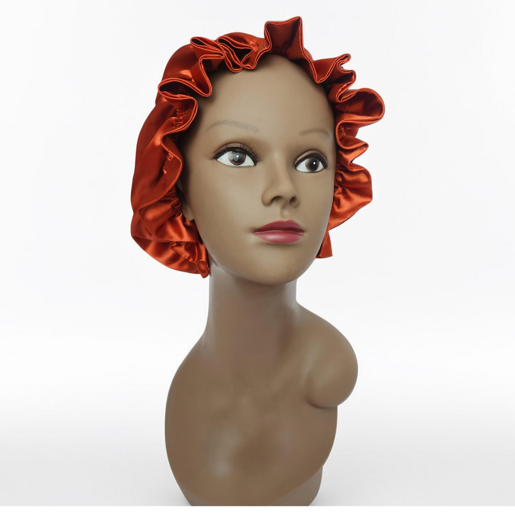 Elastic Ruffle Bonnet - burnt sienna