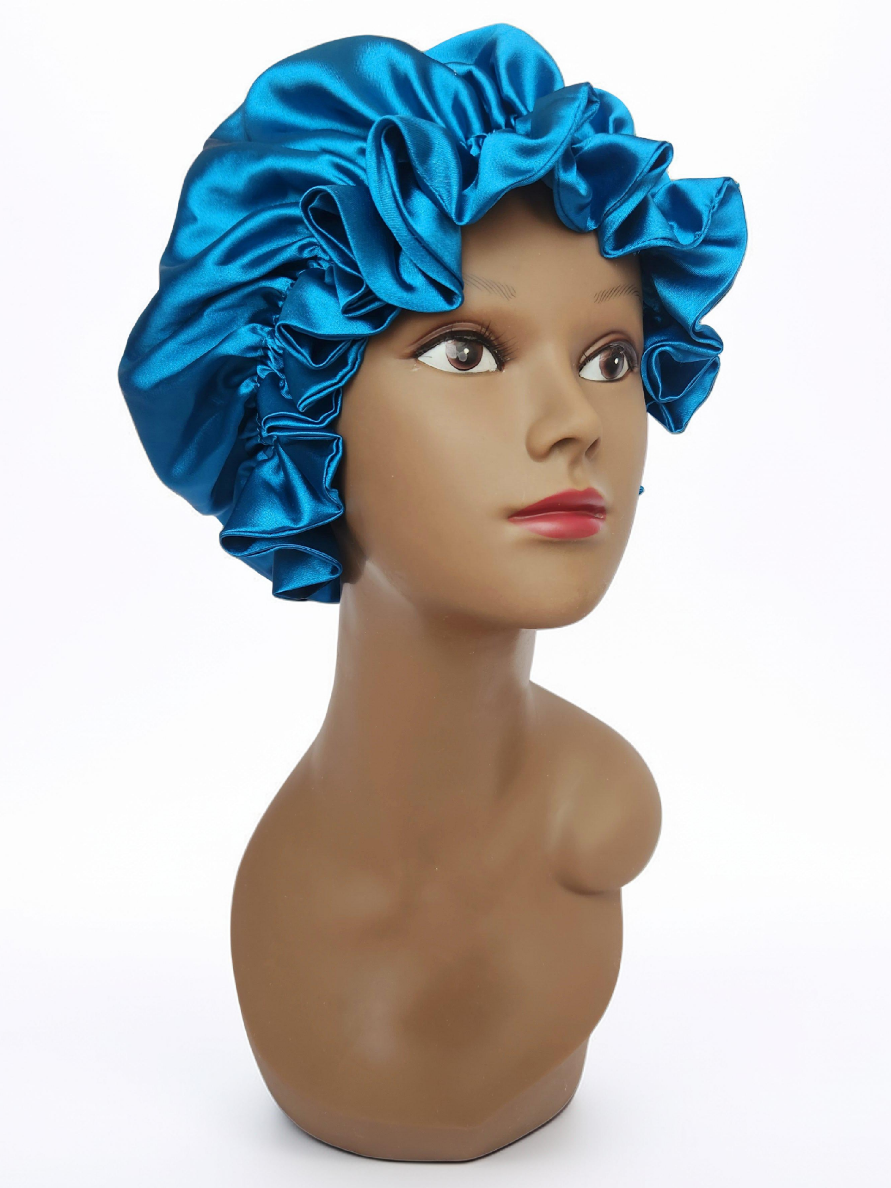 Elastic Ruffle Bonnet - blue