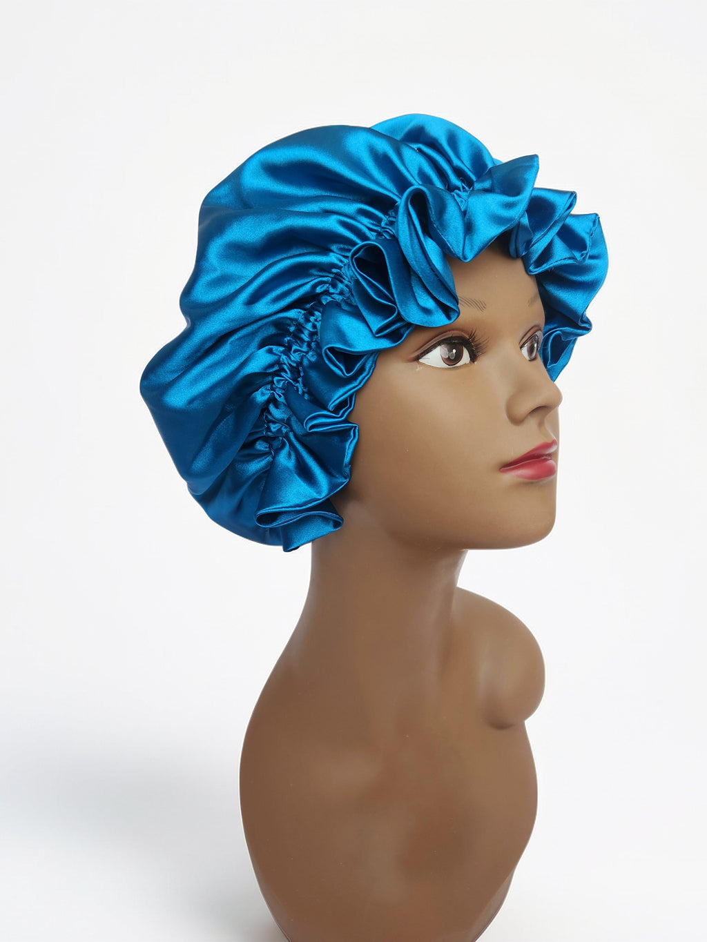 Elastic Ruffle Bonnet - blue
