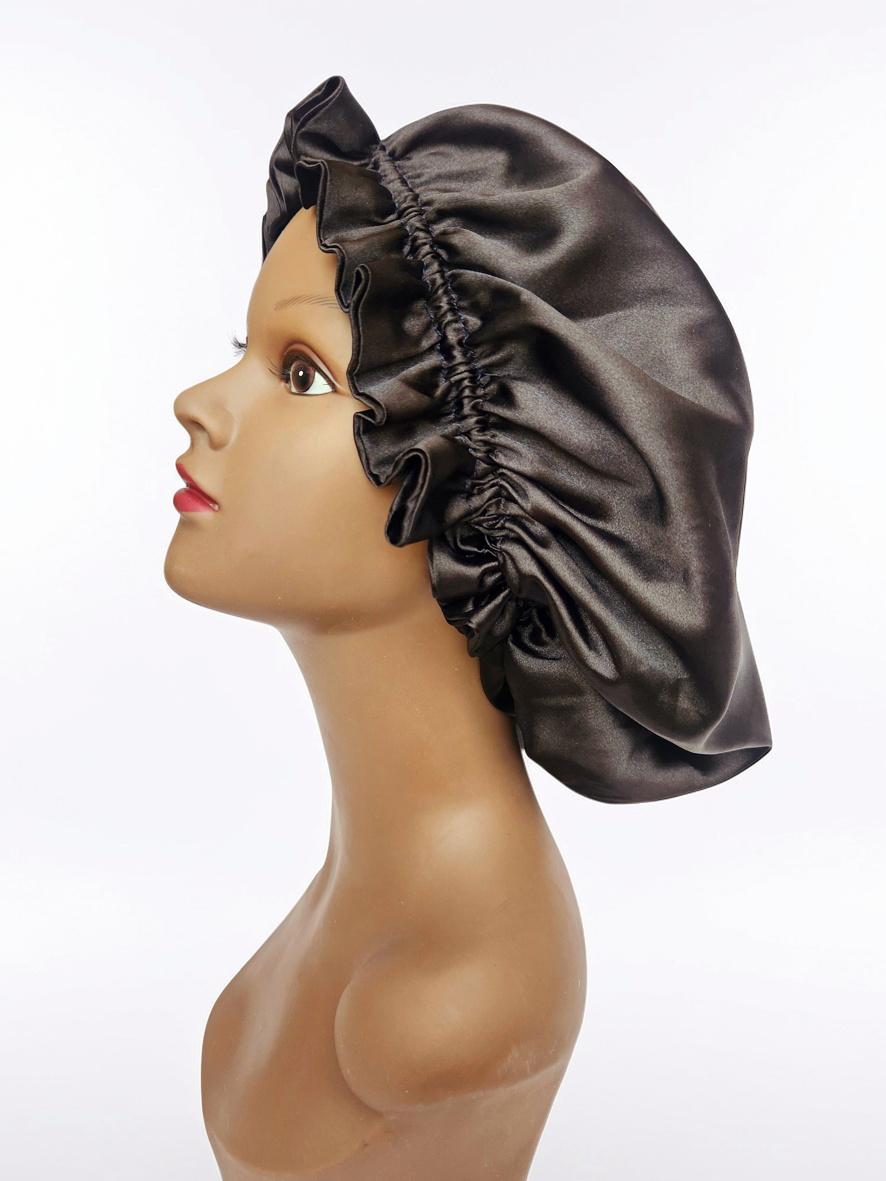 Elastic Ruffle Bonnet - black